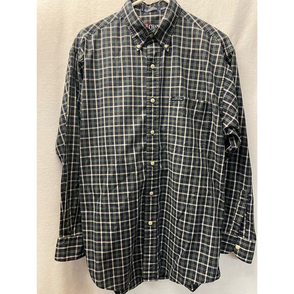 Chaps by Ralph Lauren men’s button up long sleeve shirt plaid‎ blue white size M - Picture 1 of 5